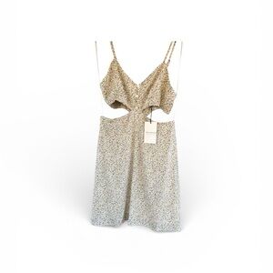 Promesa Floral Cutout Spaghetti Strap Dress in Beige